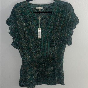 Max Studio Teal Paisley Blouse